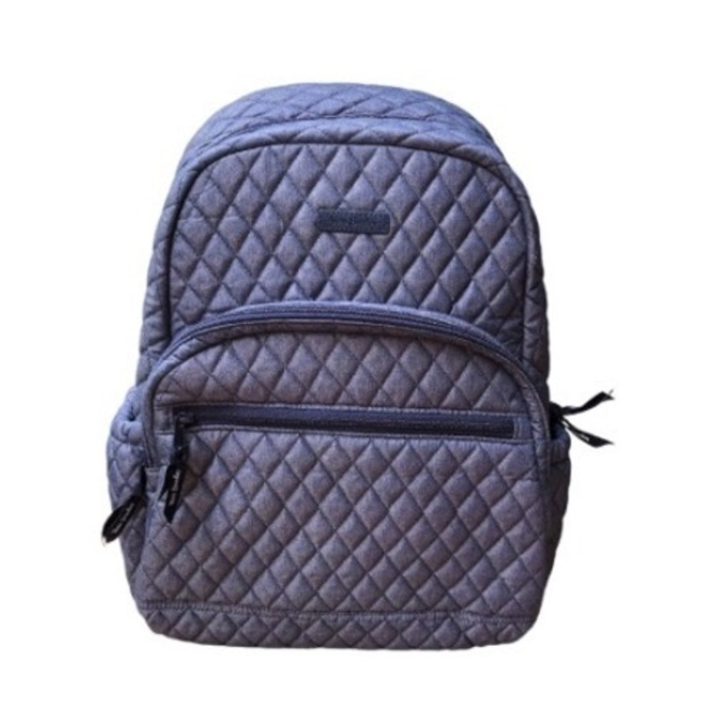Vera Bradley Navy Denim Quilted Cotton Moonlight School Backpack Bag